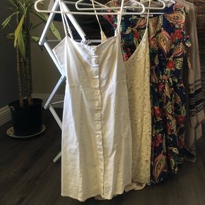 Slim white button dress